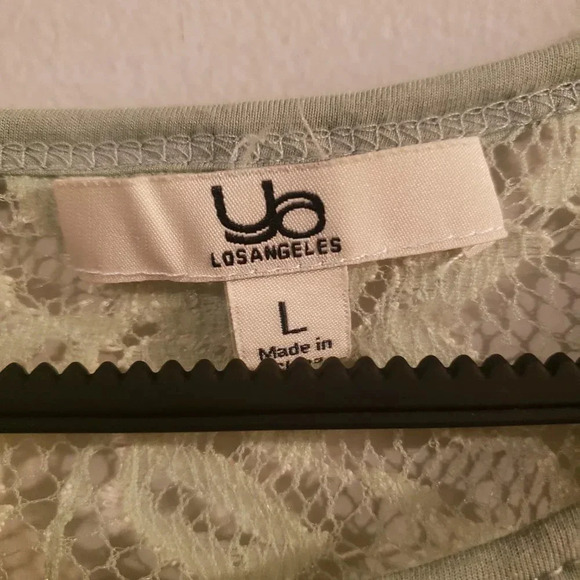 Ya Los Angeles Light Green Sheer Lace Top - Picture 3 of 4